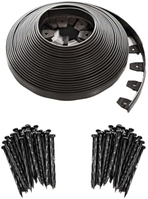 EasyFlex Heavy-Duty No-Dig Landscape Edging with BONUS Anchoring Spikes, 1.7 in. Tall Straight Top Commercial Grade Plastic Garden Border, 100 Foot Kit, Black (3100-100CXX) by EasyFlexLandscapeProducts