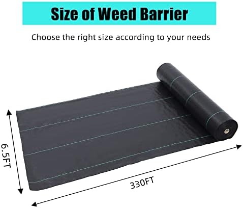 6.5ft x 330ft Weed Barrier Landscape Fabric Heavy Duty, Premium 3.2oz Ground Cover Weed Block Gardening Mat, Easy Setup & Superior Weed Control - Image 2