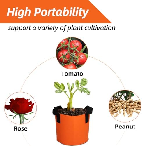 Grow Bags,Growing Pot Bags Garden Grow Bag Indoor Outdoor Fabric Aeration Plant Pot Container Flower Vegetable Pouch (Dark Orange,2 Gallon) - Image 4
