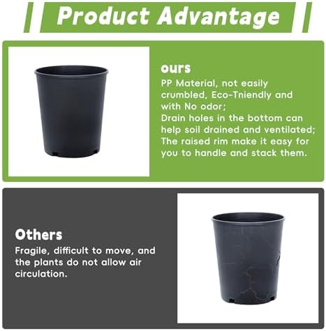 HOSTIC 5 Gallon Flexible Nursery Pots Gallon Pot with Drainage Holes Plastic Plant Container Suitable for Indoor Outdoor Vegetables Flowers Plants 10 PCS - Image 6
