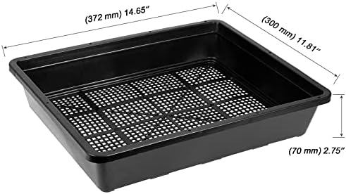 MOUYAT 14 Pack 15 x12 Inch Seed Starter Trays, Plastic Mesh Bottom Growing Trays, Plant Germination Trays for Microgreens, Soil Blocks, Wheatgrass, Hydroponic and Fodder Systems, Black - Image 2