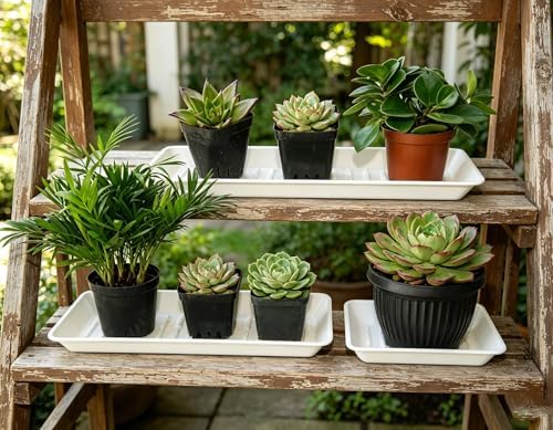 4 Pack Plastic Plant Tray Saucer Rectangular 17 18 Inch, Planter Trays Saucers for Indoor Outdoor, Plant Water Drip Trays, Windowsill, 7.7 x 17.5 Inches, White - Image 5