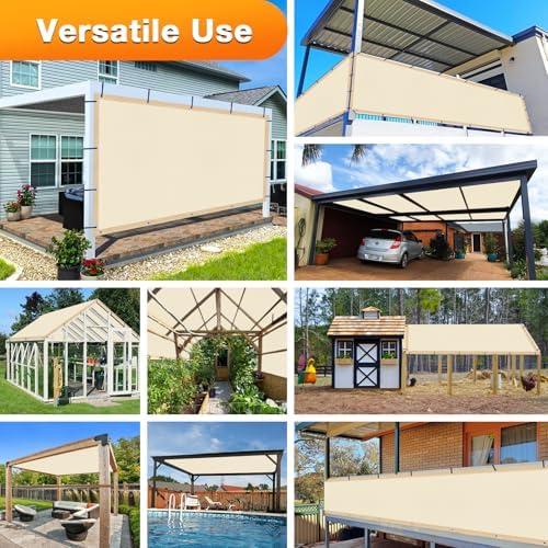 Artpuch Outdoor Pergola Shade Cover 7' X 16' Sun Shade Cloth with Grommets, 90% UV Protection Canopy Patio Privacy Screen (Customized Available) GN107, Cream - Image 6