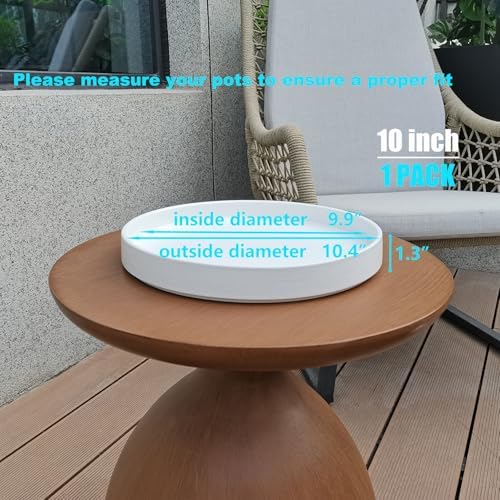 Plant Pot Saucer - 10 Inch Plant Saucer for Indoors and Outdoor Ceramic Plant Tray for Indoors Large Plant Drip Trays Round Flower Pot Saucer Plant Dishes to Catch Water,Frosted White - Image 3