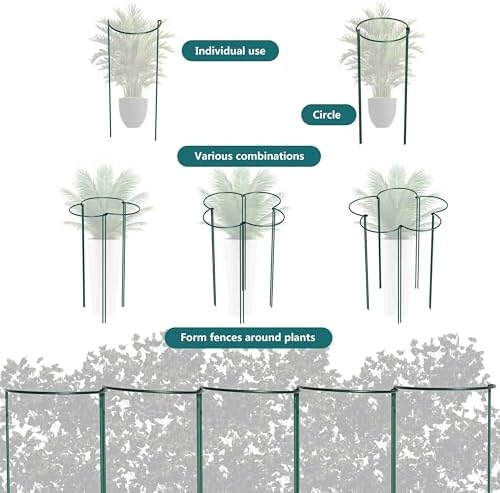 TCBWFY 10 Pack Garden Plant Support Stakes,10" Widex16 High Heavy Duty Interlinked Half Round Peony Support Ring Cage for Indoor Outdoor Plants,Plant Supports for Peony,Tomato,Hydrangea,Rose - Image 3