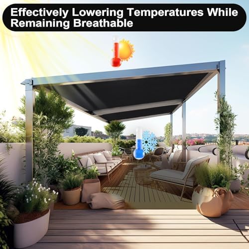 Artpuch 90% Sun Shade Cloth, 8 x 12 FT Pergola Shade Cover Canopy with Grommets, Sun Screen Fabric Tarp for Patio, Outdoor, Garden, Backyard, Black - Image 6