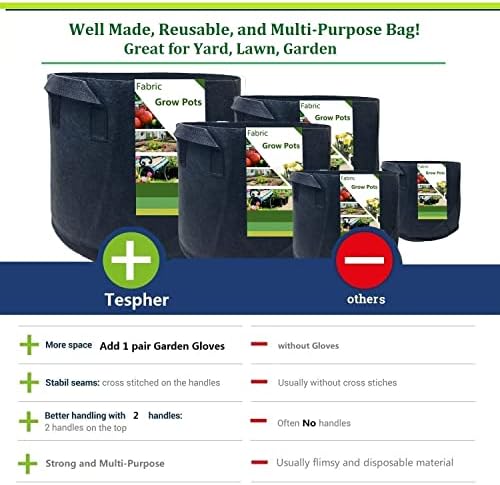 3-Pack 50 Gallon Thickened Plant Grow Bags Large (30x16 in) Heavy Duty Fabric Plant Pots Garden Bag for Potato,Tomato Planter,Herbs Veggies Planting,Flower Pots,Barrel Planter,Leaf Bag,Yard Waste Bags - Image 7