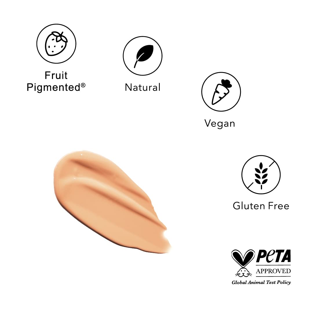 100% PURE Healthy Foundation Full Face Coverage Makeup, Liquid Matte Finish with Anti-Aging Benefits - Vegan Gorgeous Fruit Pigmented White Peach Color (Light with Warm Undertone) - 1 Fl Oz