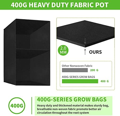 2 Pack Plant Grow Bags,ANGELIOX 2-Grids Rectangle Grow Bag,10 Gallon Heavy Duty 400G Fabric Garden Bed, Square Nonwoven Flower Planter Containers for Vegetable ,Flowers,Fruit/Growing Pots with Handles - Image 3