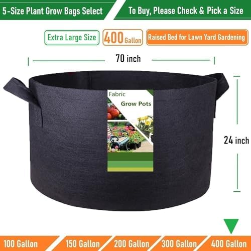 400 Gallon Big Raised Garden Bed Bag (70x24 inch) Large Plant Grow Bag for Tomato,Potato Planter,Herbs Veggies Planter,Flower Bed,Plant Container,Yard Waste,Lawn Debris,Leaf Bag with Gardening Gloves - Image 3