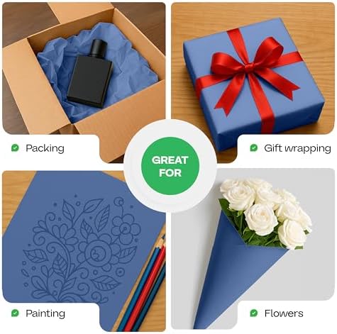 24" x 1200" (100 ft) Blue Kraft Paper Roll, Pack of 4 - USA-Made Quality Craft Paper for Gift Wrapping, Kids' Arts & Crafts, School Projects - 100% Recycled, 50 lb Natural Material by IDL Packaging - Image 6