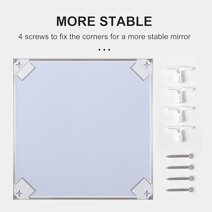 30x30 Inch Silver Bathroom Mirror - Copper-Free Mirror, Aluminum Alloy Frame Vanity Rectangle Wall Mounted Modern Mirror for Bedroom/Living Room/Porch Horizontal or Vertical