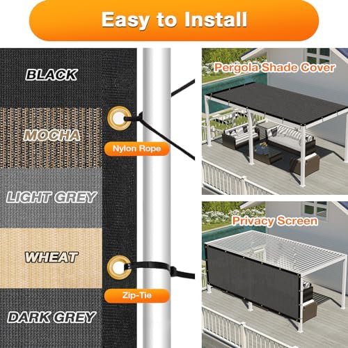 Artpuch Outdoor Pergola Shade Cover 11x22 FT Sun Shade Cloth with Grommets Dark Grey 90% UV Protection Canopy Patio Privacy Screen (Customized Available) - Image 5