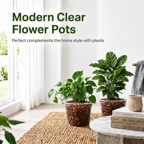 15 Pack 8 Inch Clear Nursery Pots, Large Clear Plant Pots with Drainage - Image 4