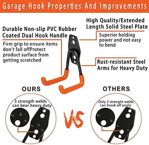 KOFANI Heavy Duty Steel Hooks-16PK Orange Wall Mount Garage Storage Hangers - Image 3