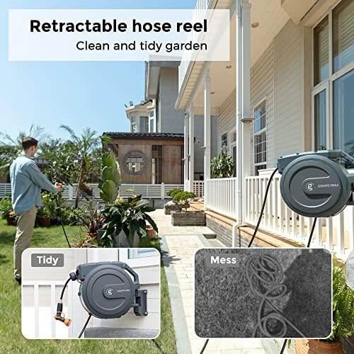 Giraffe Tools Retractable Garden Hose Reel 1/2"130FT Metal Bracket - Image 3