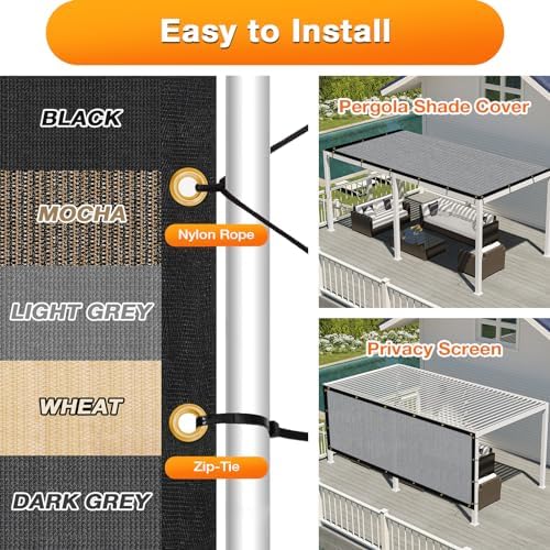 Artpuch Outdoor Pergola Shade Cover 13x23 FT Sun Shade Cloth with Grommets Light Grey 90% UV Protection Canopy Patio Privacy Screen (Customized Available) - Image 5