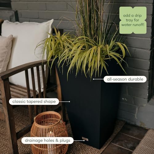 Veradek Pure Series Taper Planter - Tall Tapered Outdoor Planter with Shelf - Image 5