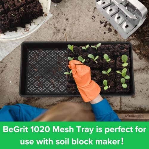 BeGrit 1020 Mesh Bottom Trays for Soil Blocking, Seedling Starter, Microgreen Plant Seed Tray 10'' x 21'' 10-Pack - Image 4