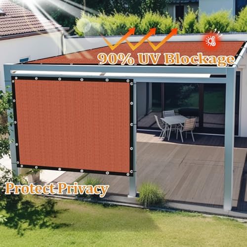 Shade&Beyond Customized Size 6' X 16' Shade Cloth with Grommets, 90% UV Protection UV Protection Mesh Tarp Sun Screens for Patio GN01, Rust Red - Image 5