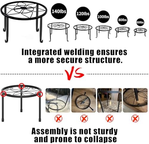 5 Pack Metal Plant Stand,Heavy Duty Plant Stands for Indoor and Outdoor - Image 2