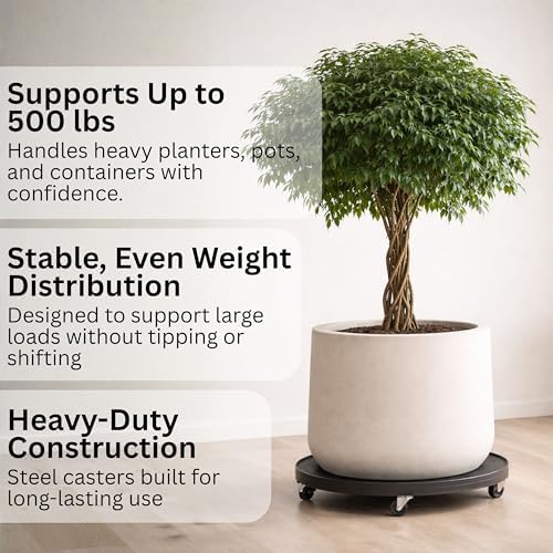 DeVaultEnterprises Devault 23.5 Inch Plant Dolly Multi-Pack, Heavy Duty Rolling Plant Caddy with Wheels for Large Pots and Planters, 500 lb Capacity, Made in USA (2, Gray Mist) - Image 3