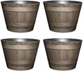 Classic Home and Garden Whiskey Plastic Resin Flower Pot Barrel Planter, Oak Brown, 20.5" (4 Pack) by Classic+Home+%26+Garden