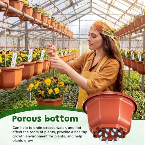 200 Pack 5.1 Inch Plastic Hanging Pots Bulk Nursery Hanging Planters with Hooks and Drainage Small Grower Pots for Indoor Outdoor Plants, Garden, Includes 200 Labels(Brown) - Image 5