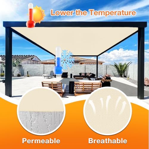 Artpuch Outdoor Pergola Shade Cover 8' X 16' Sun Shade Cloth with Grommets, 90% UV Protection Canopy Patio Privacy Screen (Customized Available) GN107, Cream - Image 4