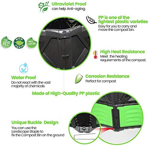 SQUEEZE master XXL Large Compost Bin Outdoor- 720L /190 Gallon-Easy Assembly-No Screws-Sturdy& Durable-Green Door - Image 6