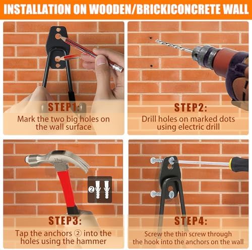 KOFANI Heavy Duty Steel Hooks-16PK Orange Wall Mount Garage Storage Hangers - Image 5