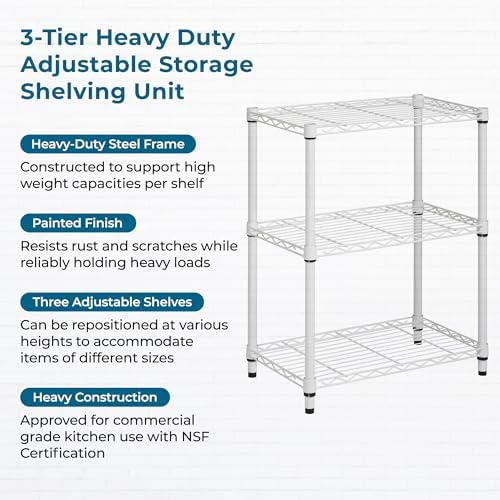 Honey-Can-Do 3-Tier White Wire Shelf, NSF, 250 lb/Shelf, 14x24x30 in - Image 5