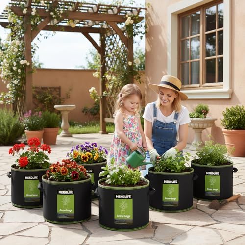 MEKOLIFE 6-Pack 5 Gallon Fabric Grow Bags, Breathable Planters with Handles - Image 7