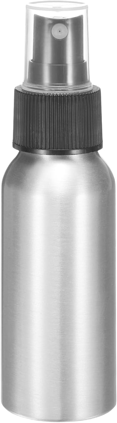HARFINGTON Aluminum Fine Mist Spray Bottles 60ml/2.03oz Metal Small Liquid Alcohol Refillable Travel Container with Black Plastic Nozzle Cap for Perfume Skincare Cosmetic Storage Bottle
