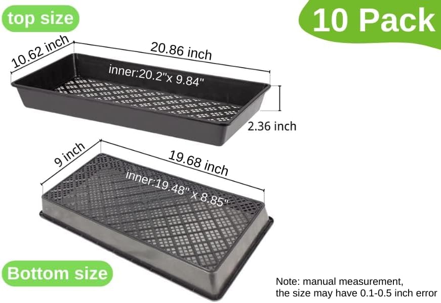 BeGrit 1020 Mesh Bottom Trays for Soil Blocking, Seedling Starter, Microgreen Plant Seed Tray 10'' x 21'' 10-Pack - Image 3
