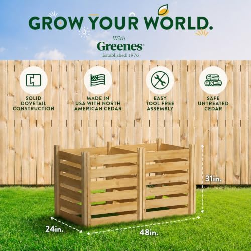 Greenes Fence Premium Cedar Wood Composter, 24" W x 48" L x 31" H (3/4" Thick) / 154.6 Gallons - Made in USA with North American Cedar - Image 6