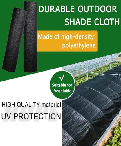 Black 30% Shade Cloth, 20ft x 10ft Sunblock Fabric UV Resistant with Clips - Image 4