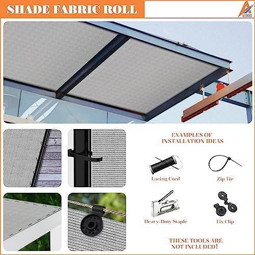 8' x 103' Sun Shade Roll Sun Shade Sunlight Blockage Cover for Outdoor Backyard Patio Pergola Greenhouse Plants (Light Gray) - Image 7