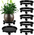 6 Packs Plant Caddy with Wheels 11.8" Plastic Rolling Plant Dolly Coasters Heavy-duty Wheeled Planter Mover Rollers Indoor Outdoor Wheeled Flower Pot Base Saucers with Casters, Black by Planterhoma
