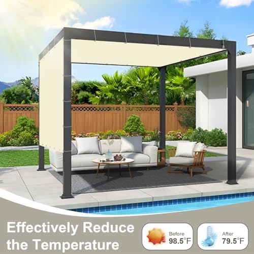 LOVE STORY 10x12 FT Sun Shade Cloth with Grommets for Patio, Butter Cream - Image 3