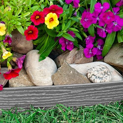 EasyFlex Tall Wall No-Dig Landscape Edging with Anchoring Spikes, 2.5 in. Tall Straight Top Plastic Garden Border with Woodgrain Texture, 40 Foot Kit, Gray (3220GYE-40C) - Image 4