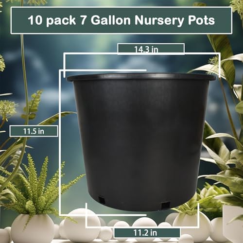 Plant Nursery Pot 7 Gallon Plastic Garden Planter Pots Flower Seedling Injection Molded Container Seed Starting Large Pot Set for Indoor Outdoor Plants Seedlings Vegetables - Image 3