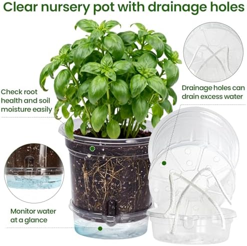 MIXC 12 Pack 6.5 Inch Self Watering Pots for Indoor Plants-Clear Plastic - Image 3