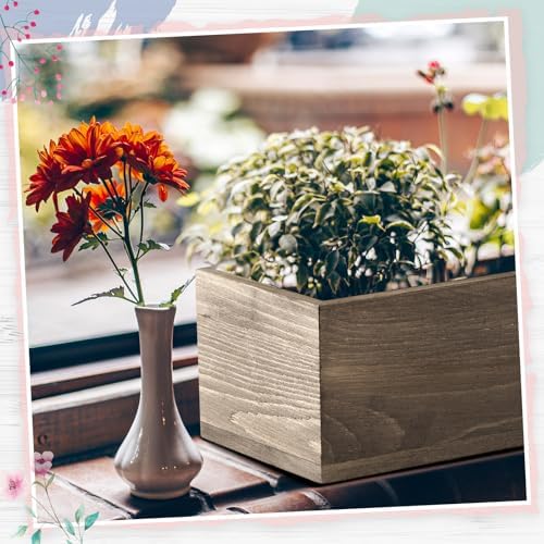 Dandat 12 Set Wood Boxes for Centerpieces 12x4 Inch Rectangle Wooden Planter Box Rustic Wooden Planters with Removable Plastic Liner Floral Foam Blocks for Christmas Wedding Home Garden Decor(Brown) - Image 5