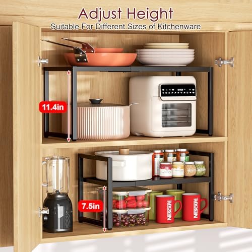 2 Pack Expandable Storage Shelves,100LBS Heavy Duty Metal Shelving Units - Image 4