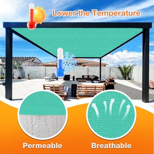 Artpuch Outdoor Pergola Shade Cover 4' X 4' Sun Shade Cloth with Grommets, 90% UV Protection Canopy Patio Privacy Screen (Customized Available) GN107, Turquoise - Image 4