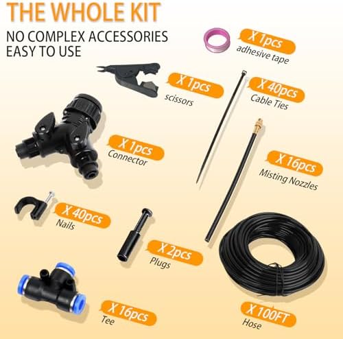 100FT 1/4" Drip Irrigation System, 2026 Upgrade Garden Irrigation Kit with 24pcs 360° Adjustable Copper Nozzles, DIY Watering System for Raised Beds, Yard, Lawn, Vegetable Gardens (100 ft) - Image 5