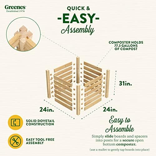 Greenes Fence Premium Cedar Wood Composter, 24" W x 24" L x 31" H (3/4" Thick) / 77.3 Gallons - Made in USA with North American Cedar - Image 3