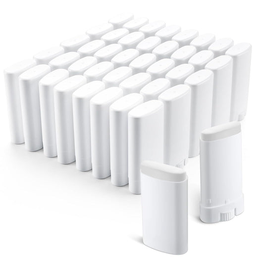 Wesiti 100 Pcs Plastic Empty Deodorant Containers 1/2 oz Travel Deodorant 15ml Refillable Containers Tubes Oval Lip Balm Tubes for Lip Balm DIY (White)