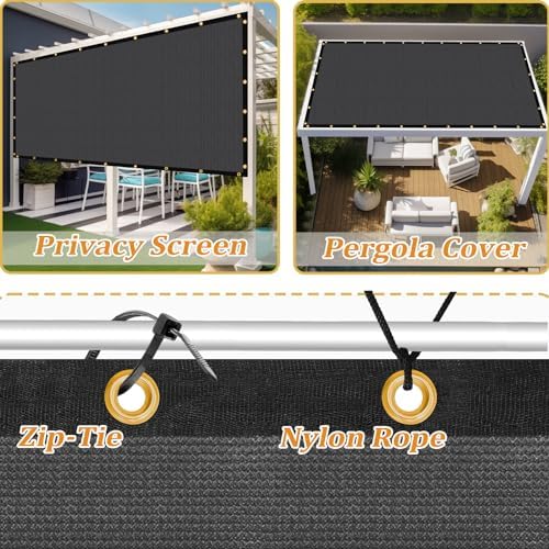 Shade&Beyond Customized Size 4' X 15' Shade Cloth with Grommets, 90% UV Protection UV Protection Mesh Tarp Sun Screens for Patio GN01, Dark Gray - Image 4